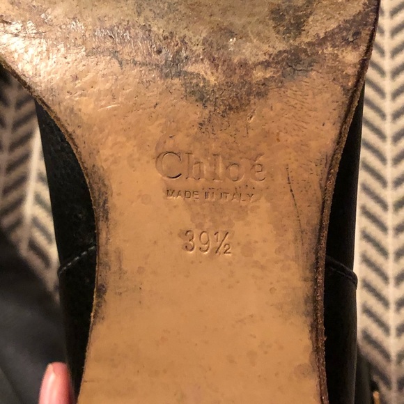 Chloé pebble black with gold buckle booties - Picture 8 of 9